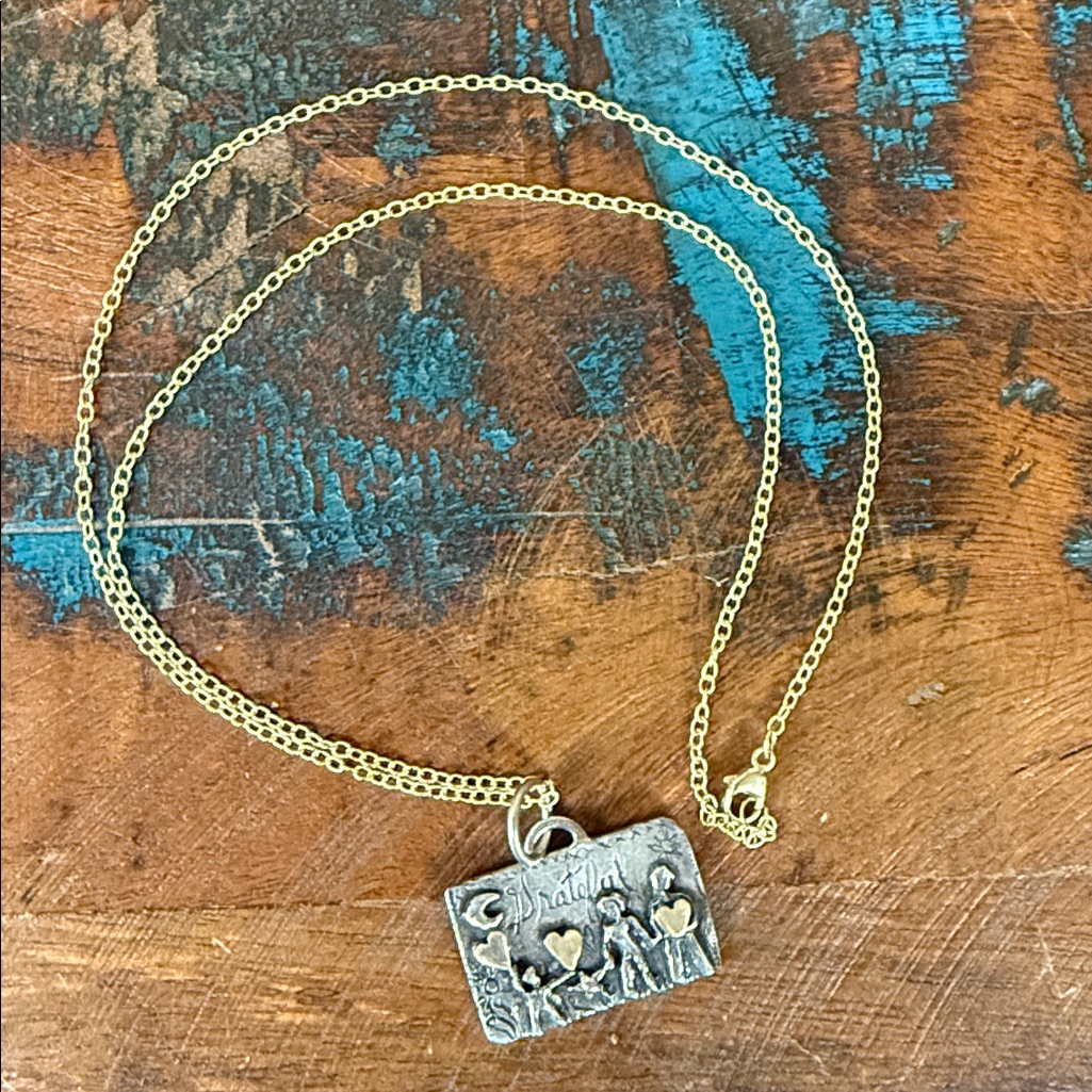 Jes Maharry Grateful Sterling Silver And Gold Charm On Gold Chain 1299$